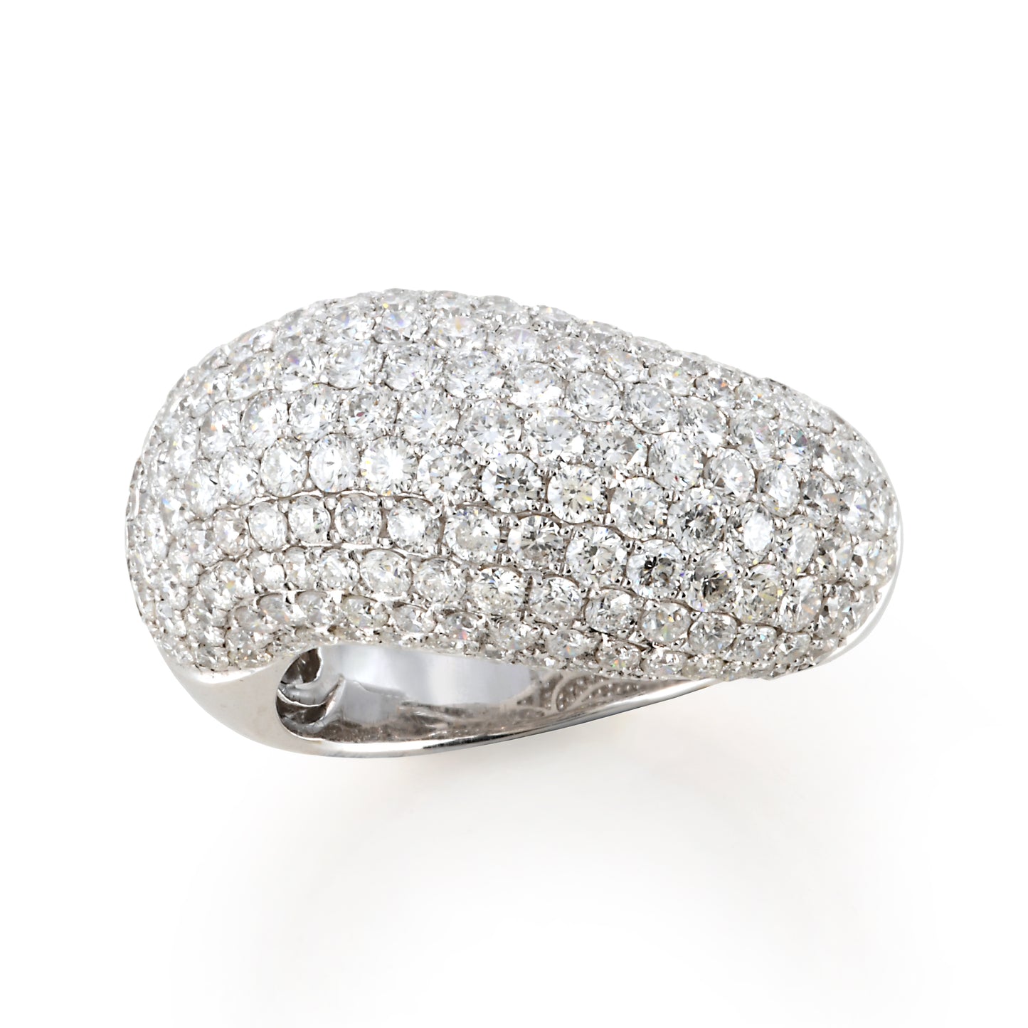 Asymmetrical Cluster Ring in 18K White Gold