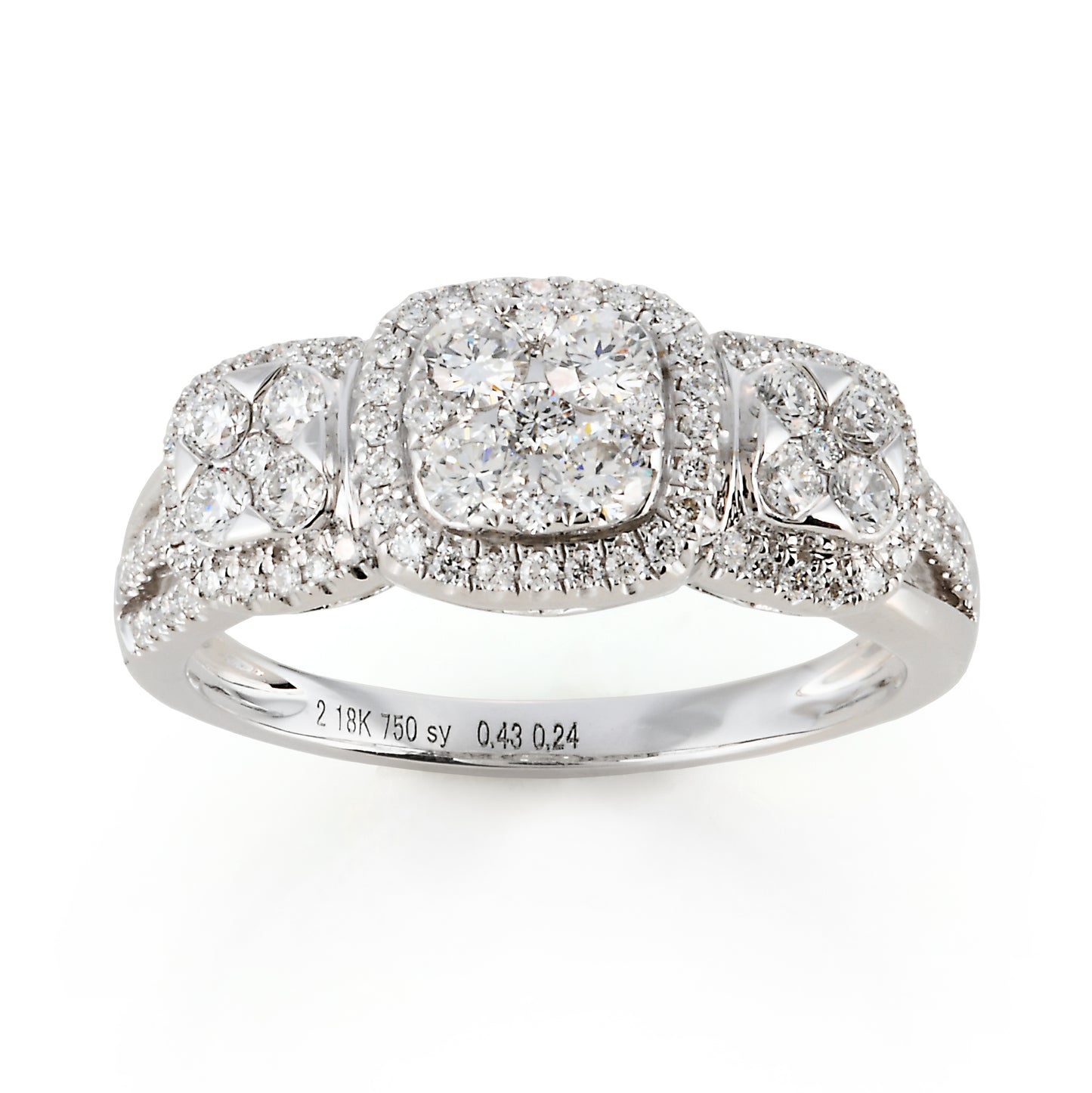 Three Tier Diamond Ring in 18K White Gold