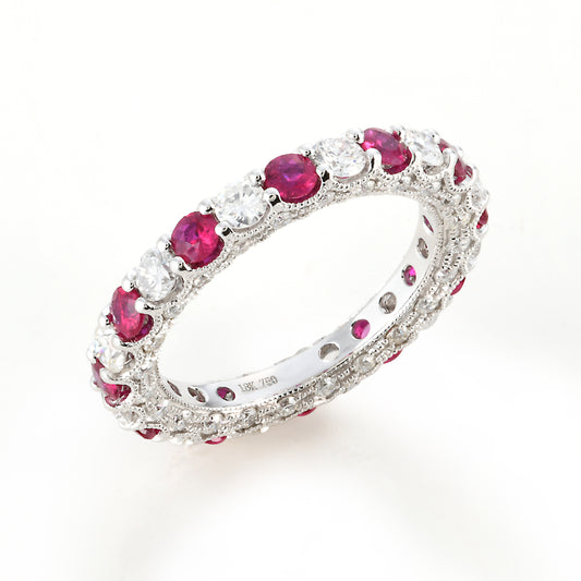 Ruby and Diamond Ring in 18K White Gold