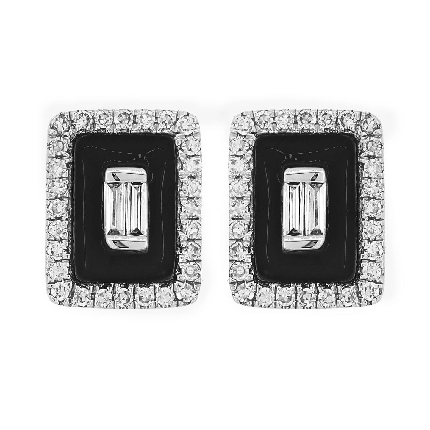 Rectangular Stud Diamond Earring In 18K Gold