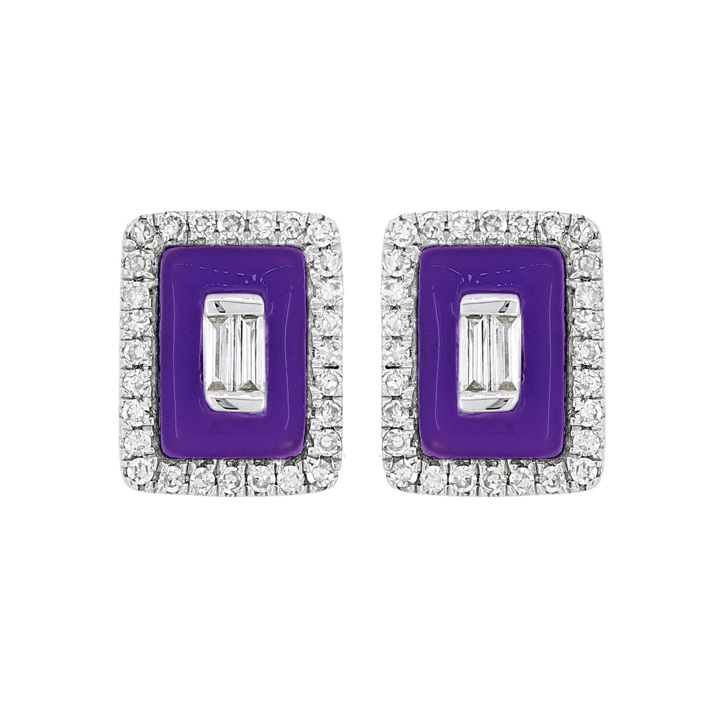 Rectangular Stud Diamond Earring In 18K Gold