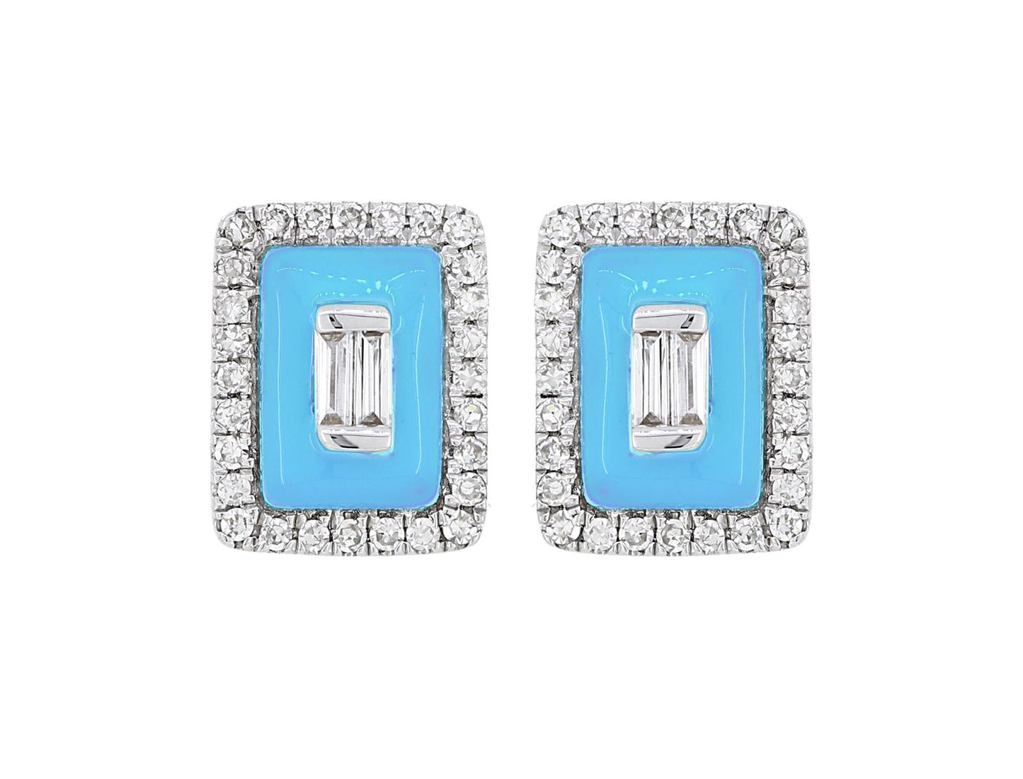 Rectangular Stud Diamond Earring In 18K Gold