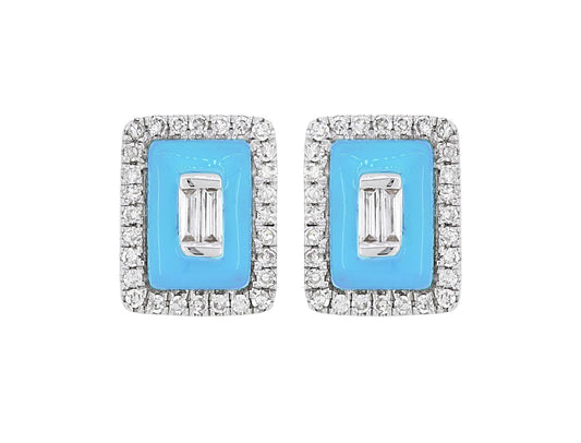 Rectangular Stud Diamond Earring In 18K Gold