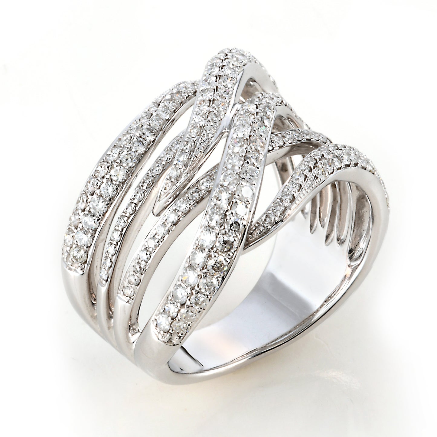 Multilayered Diamond Cocktail Ring in White Gold