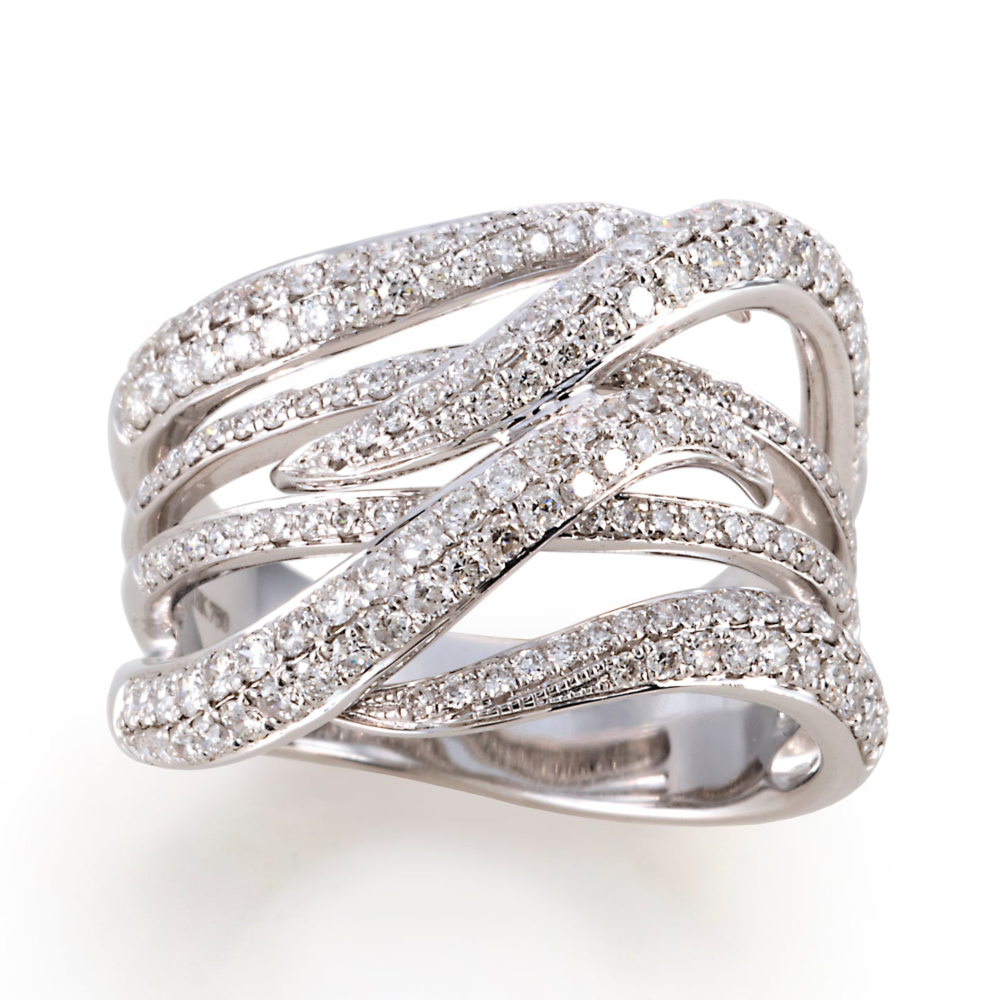 Multilayered Diamond Cocktail Ring in White Gold