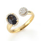 Grey Spinel and Diamond Ring in 14K Yellow Gold