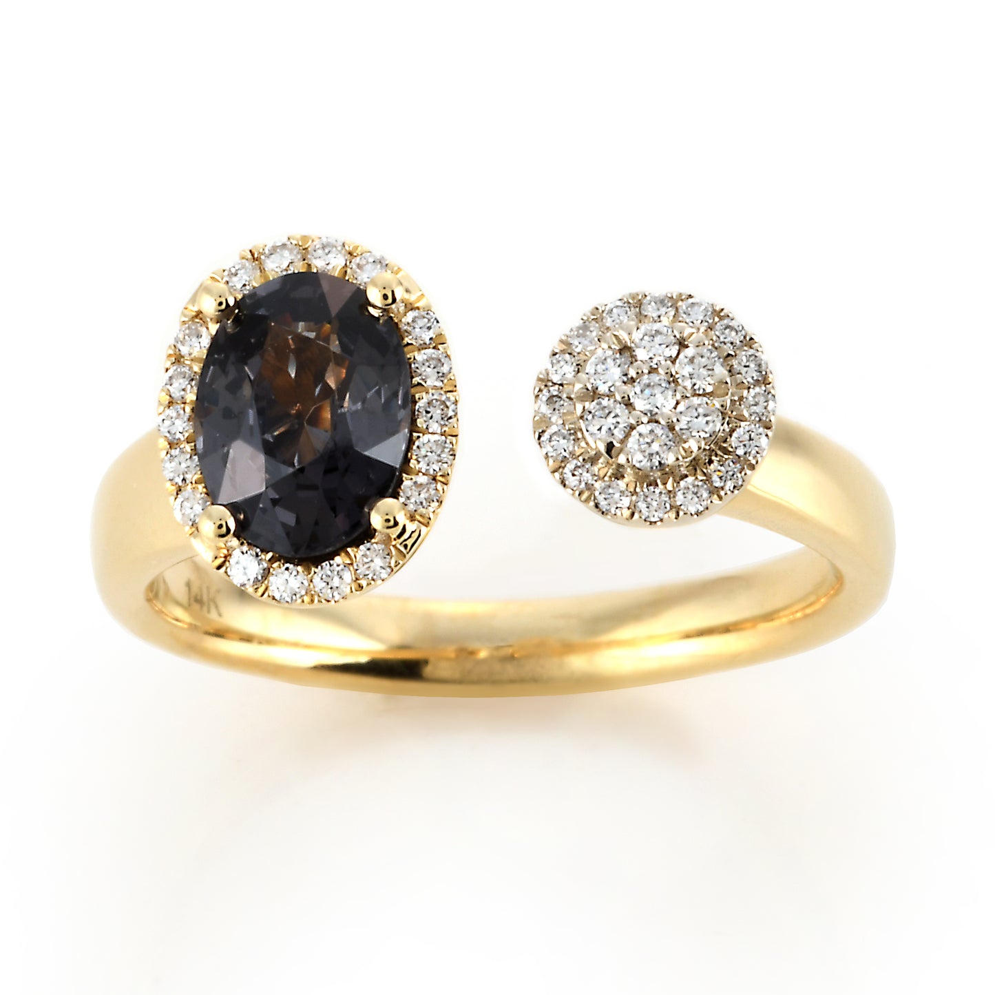 Grey Spinel and Diamond Ring in 14K Yellow Gold