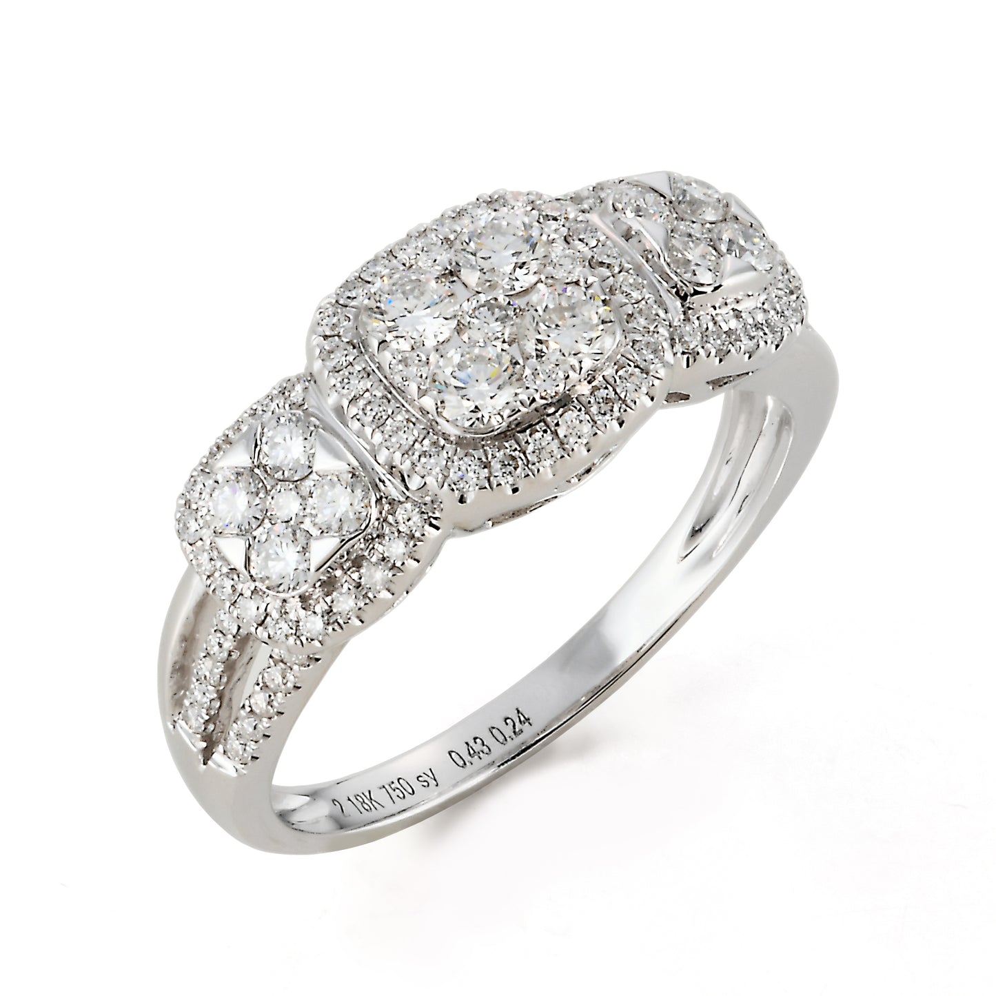 Three Tier Diamond Ring in 18K White Gold