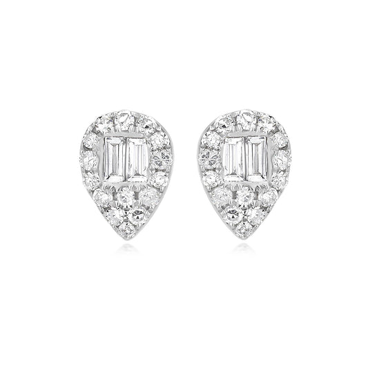 Stud Diamond Earring with Vertical Accent