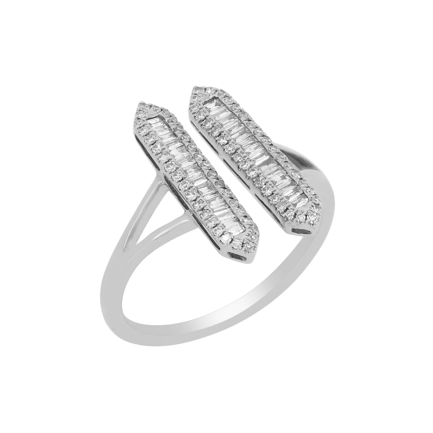 Vertical Diamond Cuff Ring in 18K White Gold
