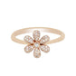 Petite Diamond Flower Ring In 18K Rose Gold